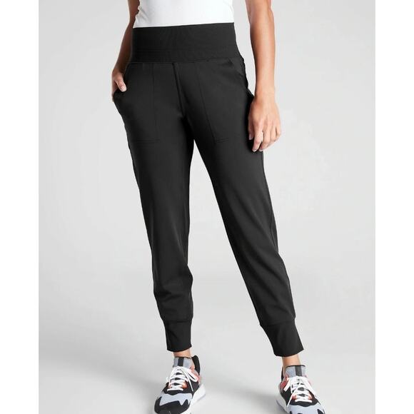 Athleta Sz 1X Plus Venice High Rise Jogger in Black Stretchy Waistband Nylon - Picture 1 of 16